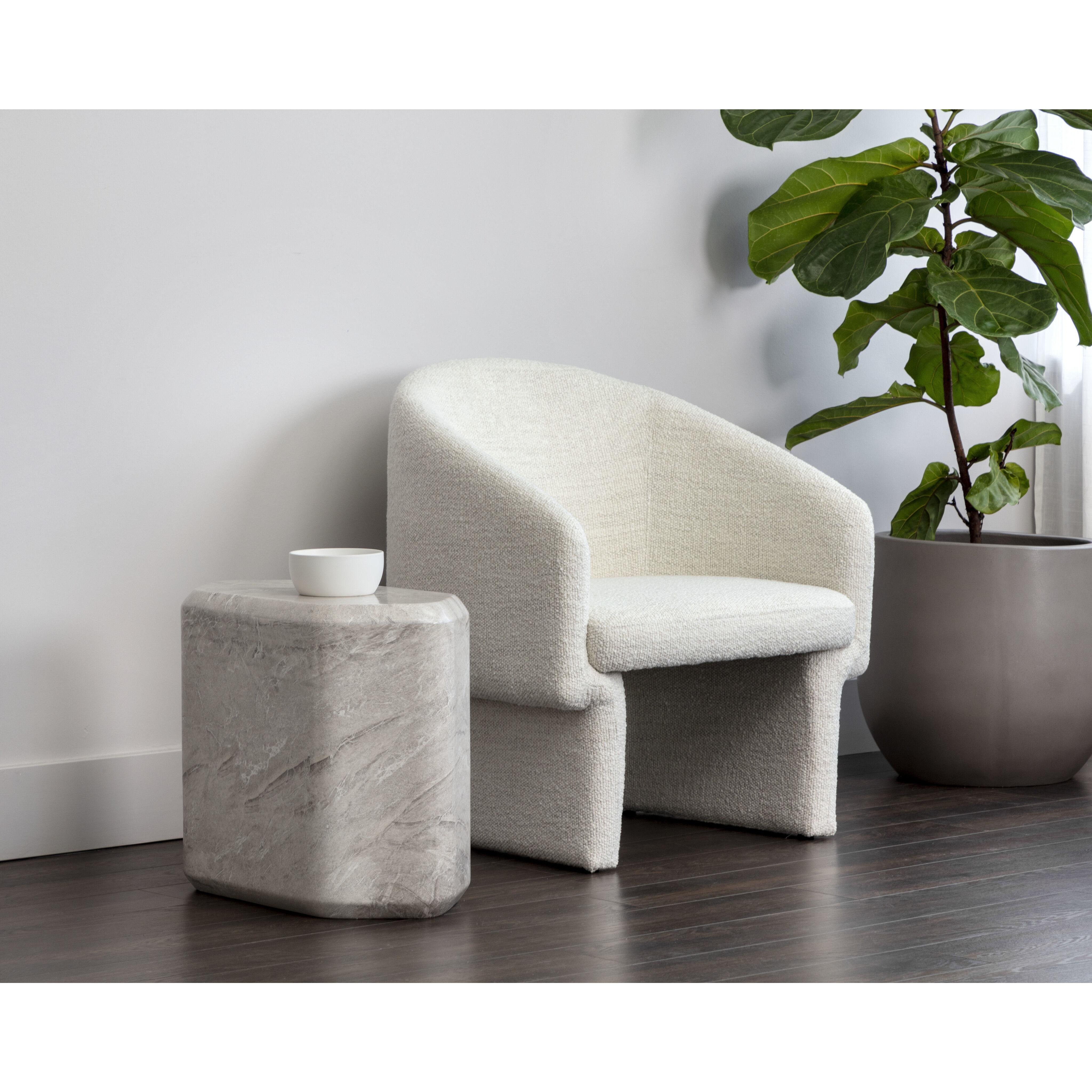 Spezza 22.75 X 18.75 inch Marble Look / Grey Outdoor Side Table, Low